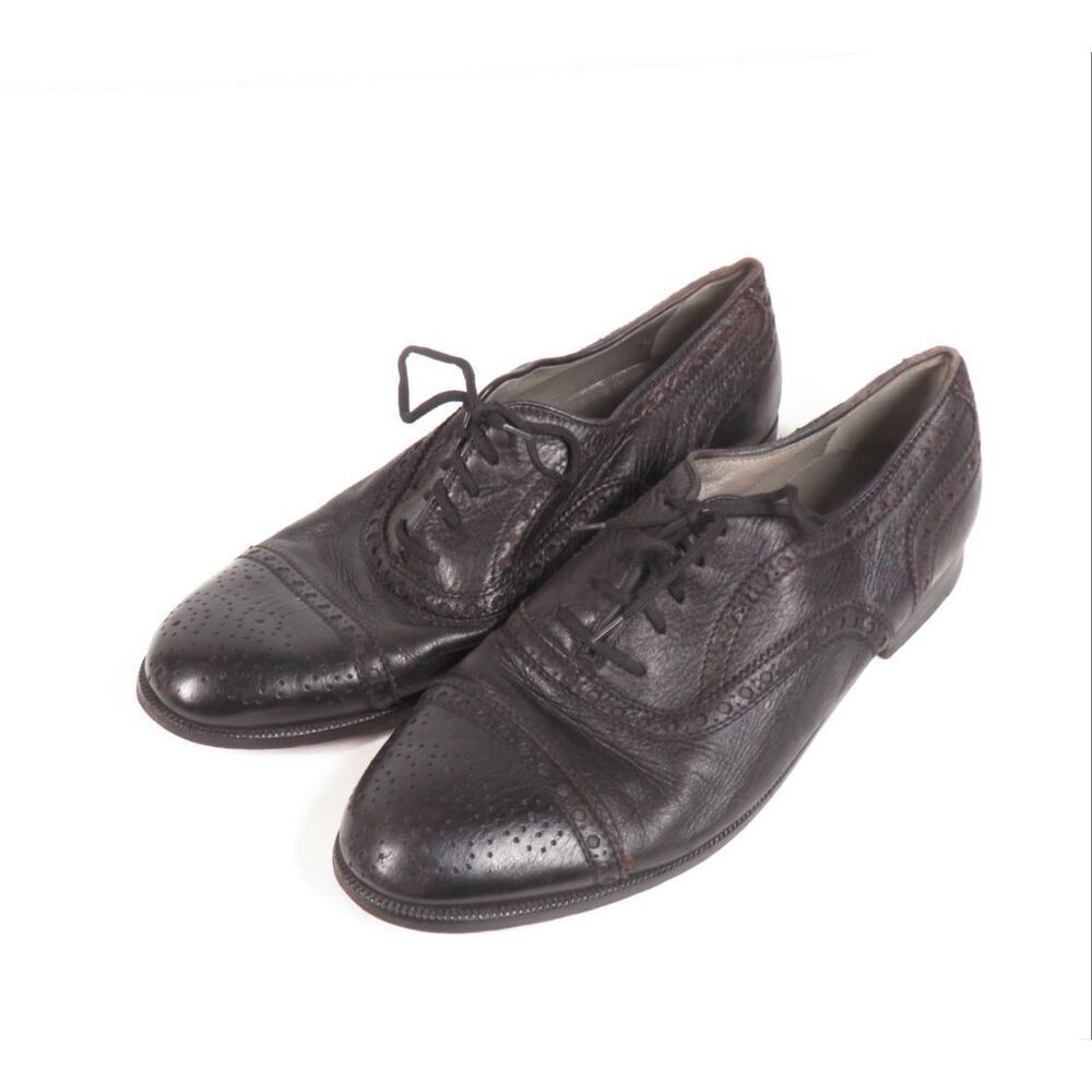 Florsheim Black Soft Flexible Leather Wingtip Brogue Oxford Shoes Men Size 8.5